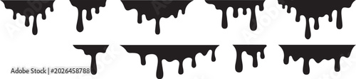Foto A collection of various black paint, ink, or liquid drip elements
