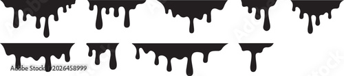 Photography A collection of various black paint, ink, or liquid drip elements