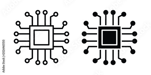 Quadro su tela Microchip icon - web black vector design.