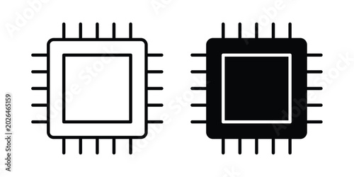 Foto Microchip icon - web black vector design.