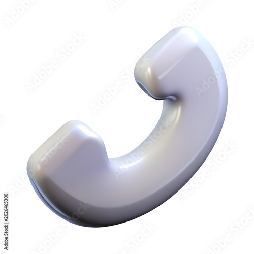 Glossy white telephone receiver icon during soft studio lighting representing communication and connection Isolated on transparent background