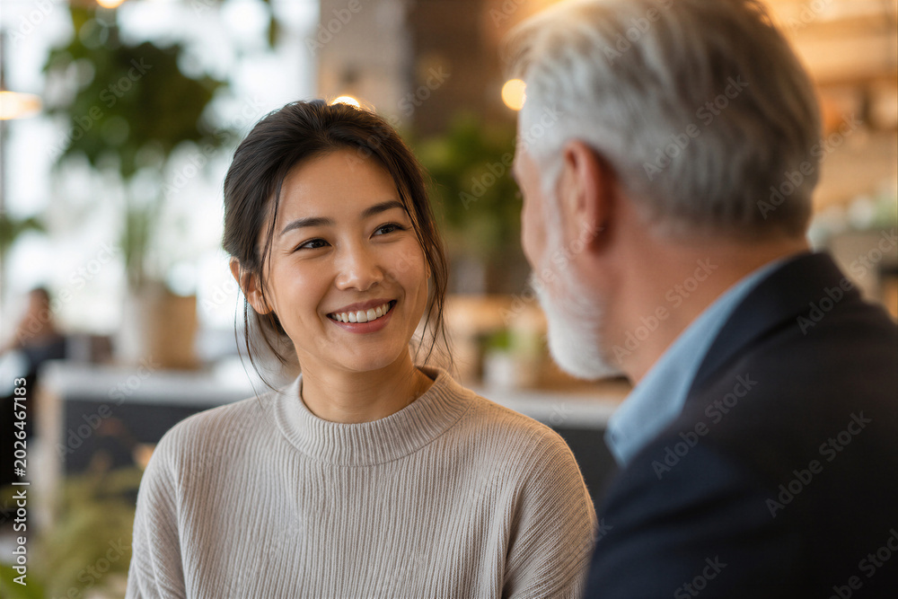 Fototapeta premium Intergenerational Business Conversation as Mentorship and Professional Relationship Concept 