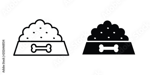 Tableau sur toile Pet food bowl icon - web black vector design.