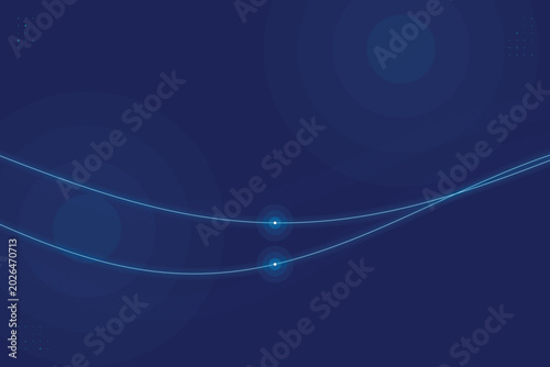 Fotografija Abstract blue wave with glowing orbs and subtle grid patterns