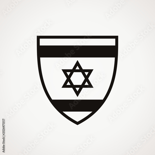 Monochromatic shield with flag of Israel