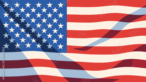 Fotografie Waving American flag with stars and stripes, symbolizing patriotism and national identity