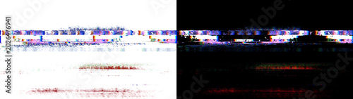 Tableau sur toile Chromatic aberration glitch band with white light isolated on transparent backgr
