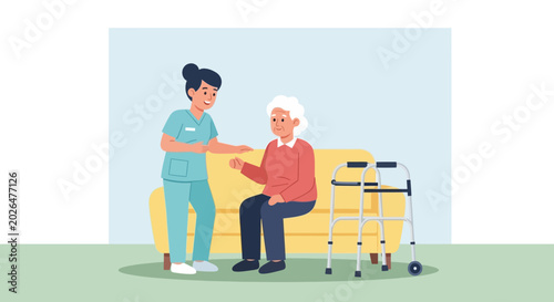 Nurse assisting senior woman, healthcare concept