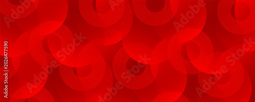 Abstract Red and Black Background with 3D Fluid Waves and Glowing Geometric Circles
