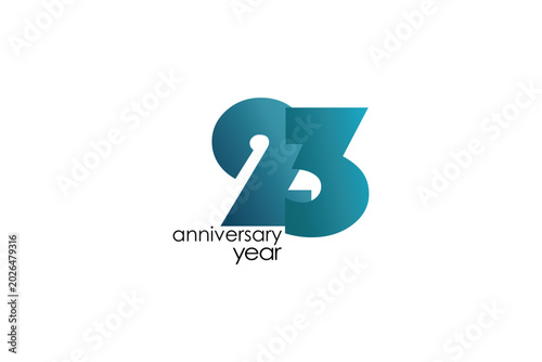 23 year anniversary blue character with on white background-vector