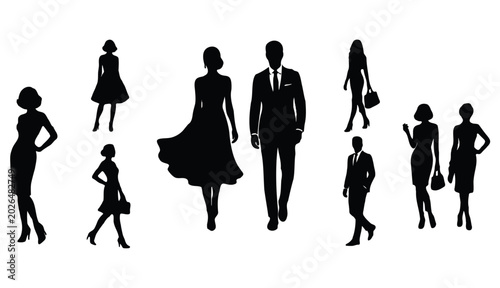vector silhouettes of business people