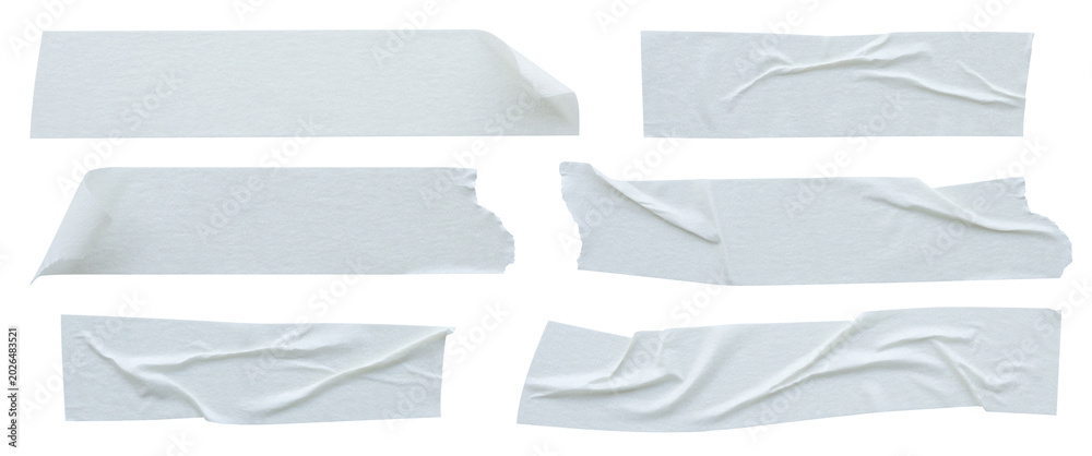 Fototapeta premium White adhesive paper tape set isolated on white background