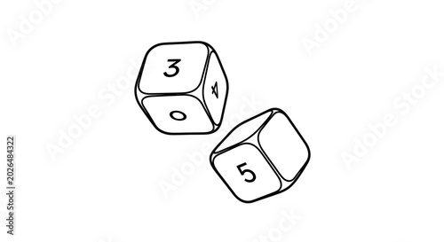 Tableau sur toile Pair of White Gambling Dice with Black Dots for Games and Betting
