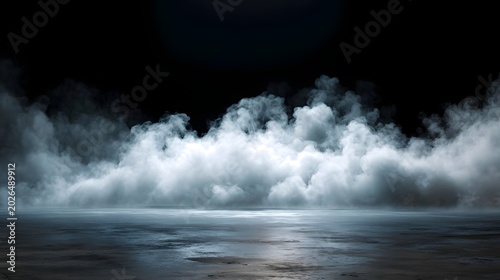 Realistic white smoke fog effect with low laying mist, ideal for cinematic ground atmosphere, mystical floor design or cold winter weather simulation