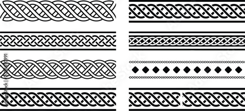 Foto Braid border set, intricate knot line patterns and ornamental borders for vintage frames decorative graphics and classic artwork