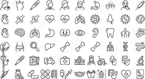Εκτύπωση καμβά Hand drawn human anatomy medical icons set