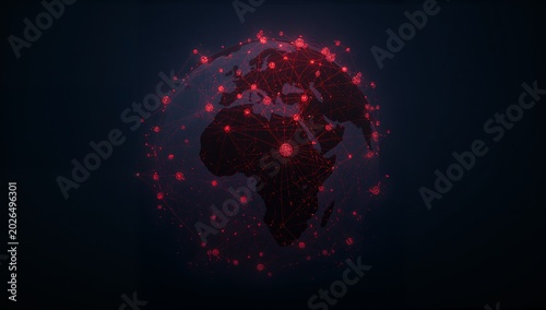 Digital Network Global Map Showing Connectivity and Technology Links