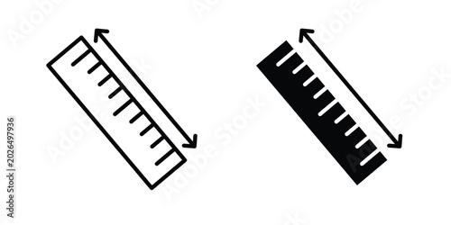 Принти на полотні Measurement ruler icon line, outline and flat vector elements