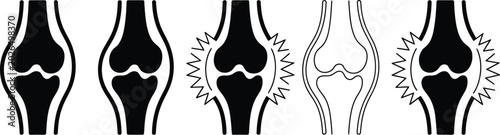 Bild auf Leinwand Joint pain arthritis icon set, modern healthcare symbols featuring knee injury arthritis treatment physiotherapy and orthopedic medical concepts