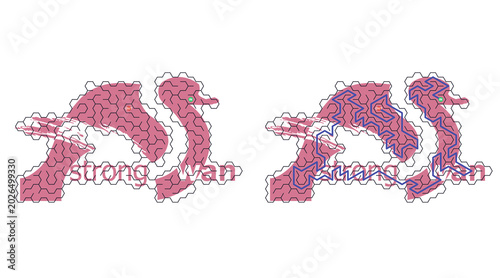Billede på lærred Pink puzzle pieces form two stylized bird shapes