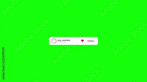 Social Media User Interface Follow and Like Button Animation Motion Graphics Chroma Key Green Screen Overlay for Influencer Content and Digital Marketing