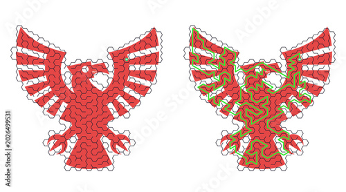 Konstfotografi Red eagle with intricate patterns and bold wings spreads wide