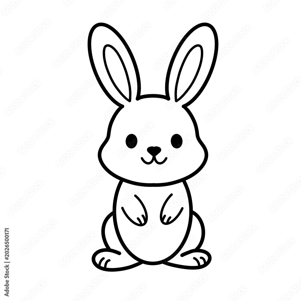 Obraz premium Cute Cartoon Bunny Rabbit Line Art For Coloring Book