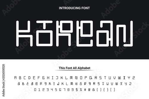 Foto Korean Looks Font modern alphabet font, asian fonts style latin design