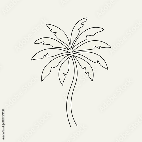 Minimalist palm tree illustration, outline design on off-white background