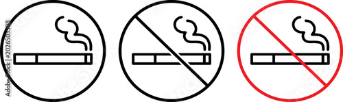 Foto No smoking sign icons set, smoking allowed and prohibited symbols