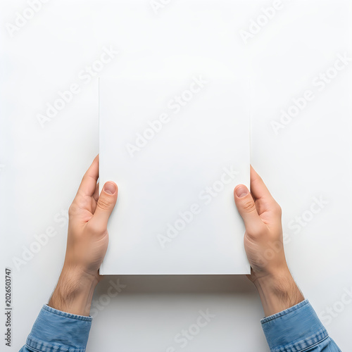 Hands holding a tablet device in a modern workspace