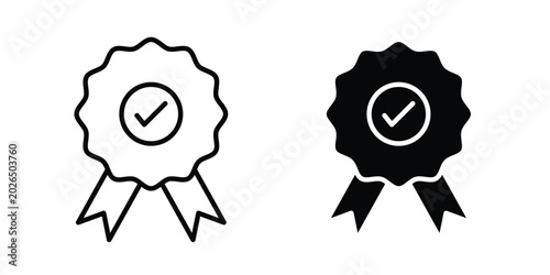 Foto Quality certified badge icon line, outline and flat vector elements