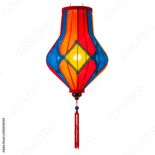 Vibrant hanging lantern with colorful diamond patterns