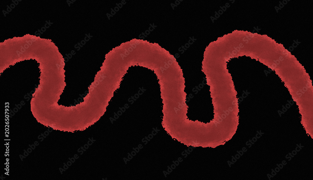 Fototapeta premium Microscopic View of a Red Worm-like Structure on a Black Background