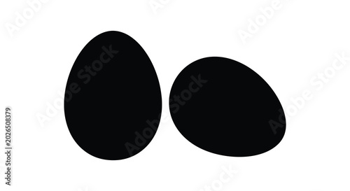 Two egg shapes in black silhouette