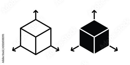 Принти на полотні 3D modeling icon liner logo vector