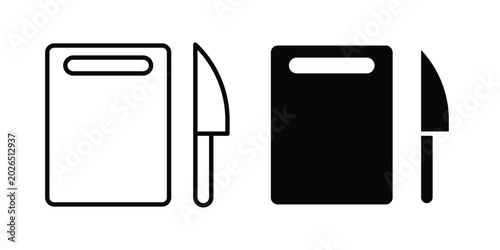 Cuadro en lienzo Cutting board with knife icon liner logo vector