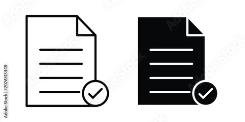 Schilderij op canvas Document verification icon liner logo vector