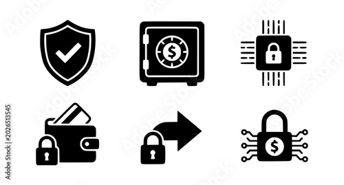 Photos Premium outline payment finance icons in black and white vector style