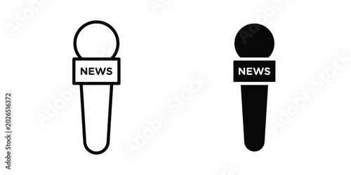 News microphone icon liner logo vector