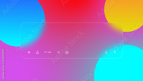 Glass effect search bar UI element with tools button isolated on gradient background