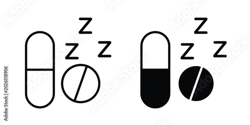 Bild auf Leinwand Sleeping pills icon liner logo vector