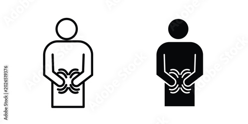 Photos Stomachache icon liner logo vector