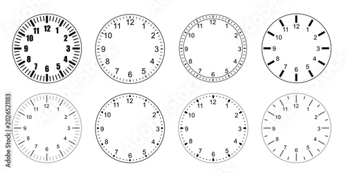 Tableau sur toile vector clock face umbers set, clipart isolated on transparent background