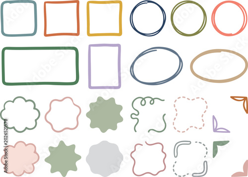 Hand Drawn Doodle Frames Borders and Speech Bubble Elements Set