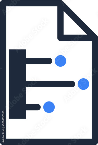 Minimalist document icon featuring horizontal bar chart for data analysis and corporate reporting presentation