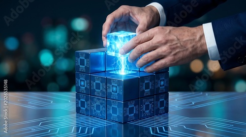 AI technology concept showing strategic system integration and innovative digital solutions for future business development.