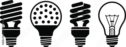 Photos Light bulb vector icon set including LED CFL and incandescent lamps for energy e