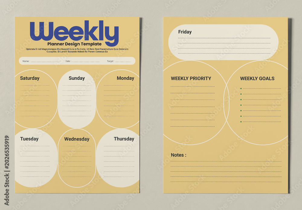 Weekly Planner Client Sample Weekly Planner Template Stock Template | Adobe Stock