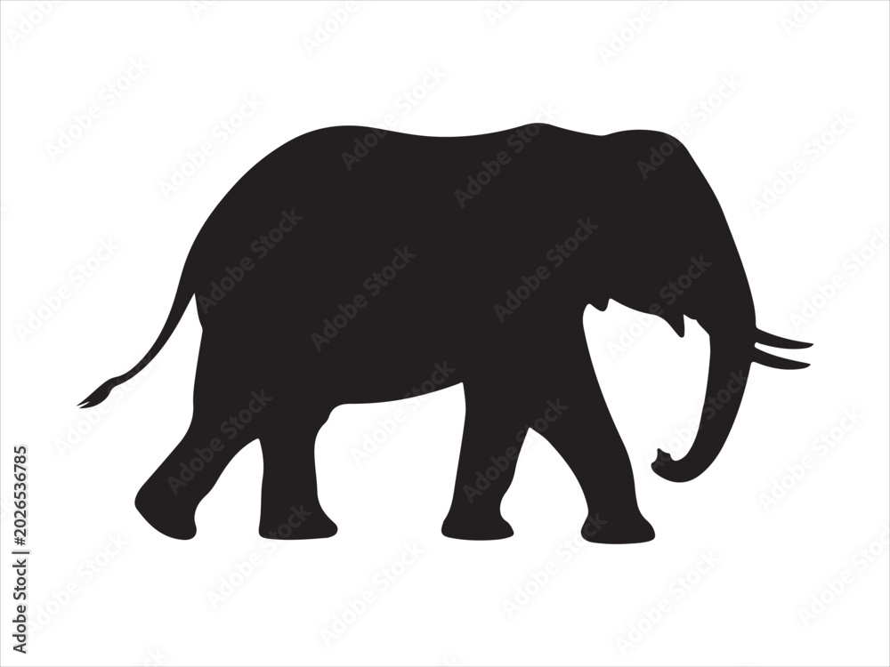 Fototapeta premium Silhouette of a big elephant flat vector illustration isolated design